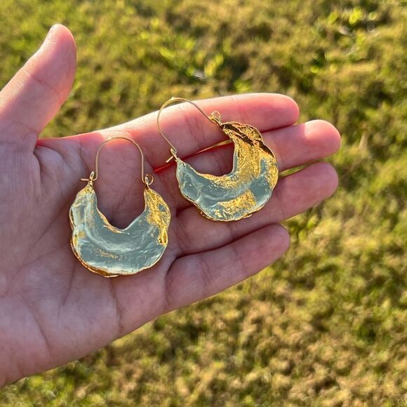 Zara Gold Crescent Hoop Earrings - Picture 11 of 13